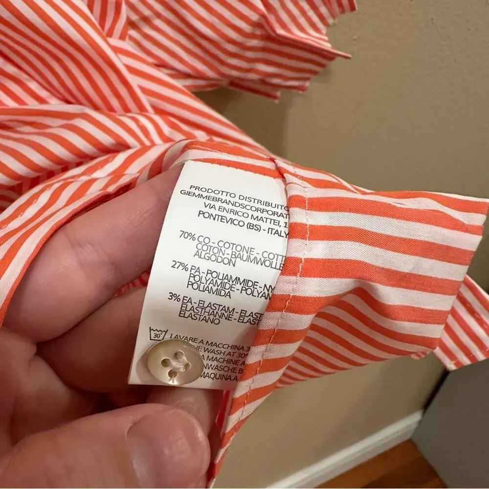 NWT Tuckernuck Le Sarte Pettegole Orange Striped Floral Top Medium - Picture 7 of 12
